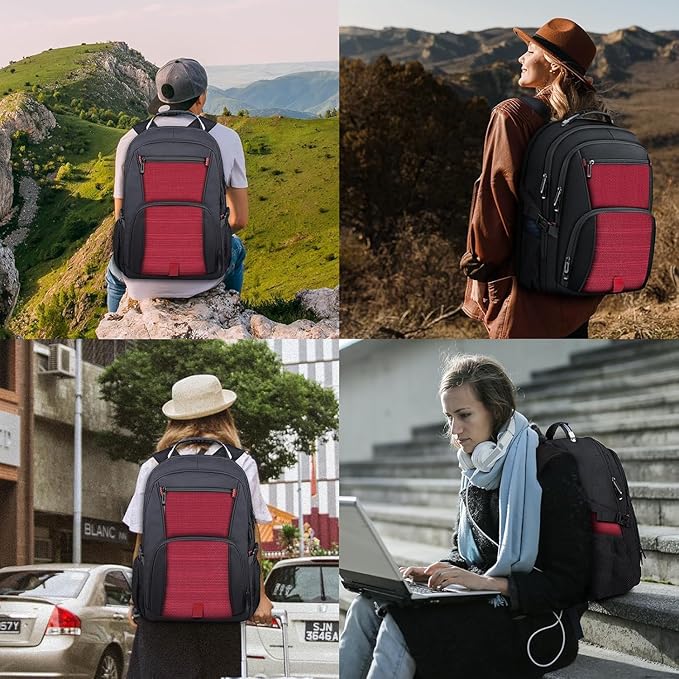 ANTERK Extra Large Laptop Backpack, 18.4 Inch Laptop Backpacks for Men Women, 55L Anti Theft Water Resistant College Bussiness TSA Airline Approved Work Computer Backpack, Red