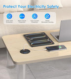 102W Recessed Power Grommet with 8 USB Ports, 3.15 inch Desk Grommet Power Strip for Conference Rooms, Office Tables, Furniture, 6FT Cord