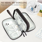 FYY Electronic Organizer, Travel Cable Organizer Bag Pouch Electronic Accessories Carry Case Portable Waterproof Double Layers Storage Bag for Cable, Charger, Phone, Earphone, Medium Size, Coffee