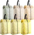 6 Pcs Travel Shoe Bags with Zipper Nylon Portable Waterproof Suitcase Shoe Organizer Packing for Golf(L,Yellow)