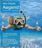 Aegend Snorkeling Gear for Adults Youth Kids, Snorkel Mask with Top Dry Valve - Panoramic View Anti-Leak and Anti-Fog with Mesh Bag for Snorkeling, Scuba Diving, Freediving & Swimming