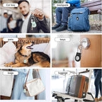 4 Pack Keychain with Secure Lock,Case with Wire Cable,Anti-Lost Protective Case with Keyring for Luggage, Key, Pet, Bag, Black/Sky Blue