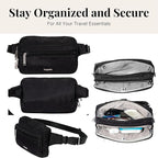 Baggallini Securtex Anti-theft Belt Bag 8.8"x5.5" Crossbody Fanny Pack for Women RFID Wallet Locking Zipper Travel Purse