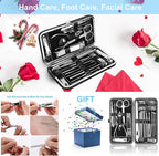 OKOM 19PCS Nail Clipper Set - Professional Manicure Nail Kit for Men Women, Stainless Steel Nail Clippers with Case, Fathers Day Gift