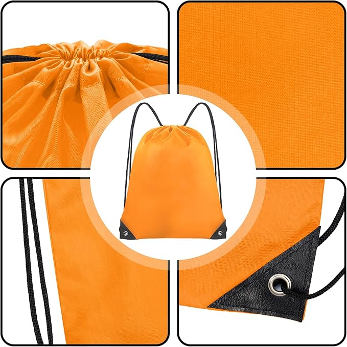 Grneric Drawstring Backpack Bulk 28 PCS Drawstring Bags String Backpack Cinch Bag Sackpack for Men Women Gym (Orange)