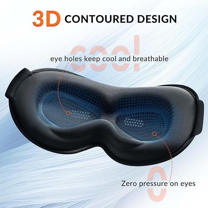 Blackout Eye Mask for Sleep, Women Men Sleeping Mask for Lash Extensions, 3D Contoured Eye Cover for Side Sleepers, FACEMOON Blindfold with Magnetic Blackout Strip, Travel, Night, Airplane