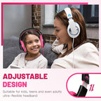 rockpapa Comfort Kids Headphones for School, Lightweight Foldable Portable Childs Boys Girls Teens Headphones Wired 3.5mm with 4.9ft Cord for Travel Airplane Tablet Phone Pad Laptop Black/Pink
