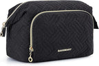 BAGSMART Travel Makeup Bag, Cosmetic Bag Make Up Organizer Case,Large Wide-open Pouch for Women Purse for Toiletries Accessories Brushes Black