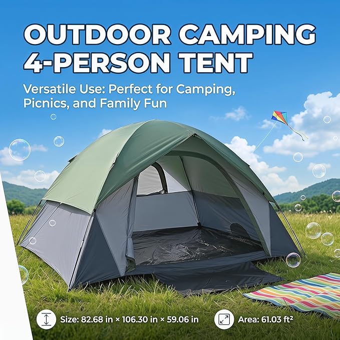 XL 1/2/3/4 Person Dome Camping Tent,Tents for Camping,Tents for Camping Waterproof,Double Layer Waterproof, Removable Rain Fly, for Outdoor Hiking, Fishing