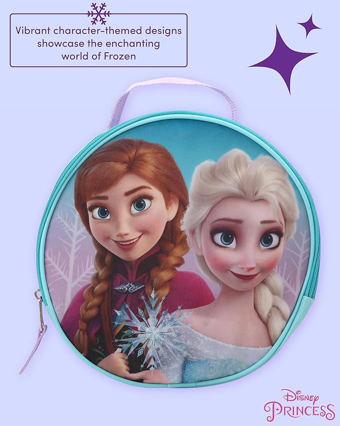 Fast Forward Disney Frozen Girls Backpack and Lunch Box Set - 2 Piece 15 Inch School Backpack With Detachable Lunch Bag Set, Size One Size, Frozen Round Lunch