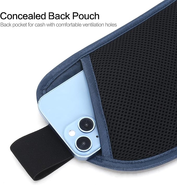 Slim Money Belt for Travel - Anti-Theft Hidden Passport Holder Waist Wallet with Secure Pouch for Cash, Credit Cards & Phone Safe Small Navy Blue