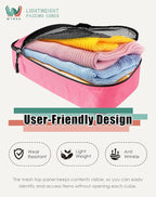 WTREE 4-Piece Packing Cubes Travel Accessories Set for Suitcases - Luggage Organizer Bags with Double Zipper - Mesh Top - Large - Pink