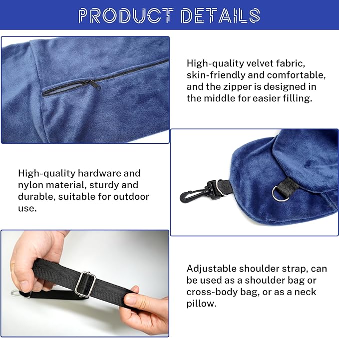 1/2PCS Travel Pillow Stuffable with Clothes As Carry-On Luggage Fits Up to 3 Days of Travel Essentials, Multifunctional U-Shaped Pillowcase for Business, Trip, Outdoor (1PCS-Black)