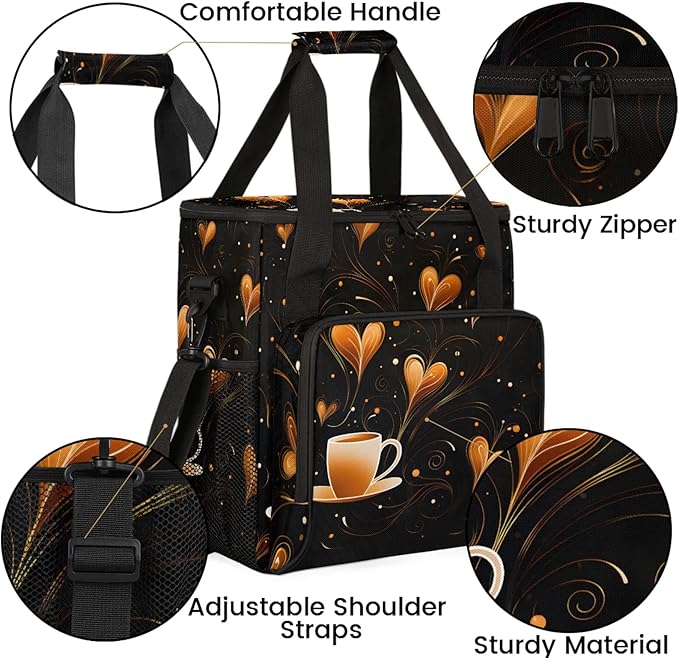 Coffee Maker Travel Bag Compatible with Keurig K-Mini or K-Mini Plus, Single Serve Coffee Brewer Carrying Case with Multiple Pockets for K-Cup Pods, Storage Bag With Shoulder Strap(Bag Only)