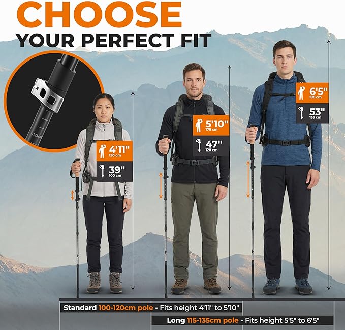 Trekology Trek-Z Collapsible Hiking & Trekking Poles - Balance Support for Seniors, Women, and Men, 2pc Per Set