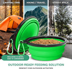 Collapsible Dog Bowls for Travel, Portable Dog Water Bowl & Food Bowl for Dogs and Cats, Foldable Pet Feeding Dish for Walking Hiking Camping with Carabiner, BPA Free (Green)
