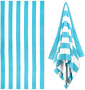 HENBAY Large Oversized Beach Towel - 35 x 70 Inch Microfiber Pool Towel, Turquoise Striped Quick Dry Cabana Swim Towel