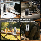 Portable Electric Espresso Machine Travel Coffee Maker 20 bar Mini Espresso Self-Heating Car Coffee Maker Compatible with Ground Coffee & NS Capsule for Camping RV Hiking Offic, Black