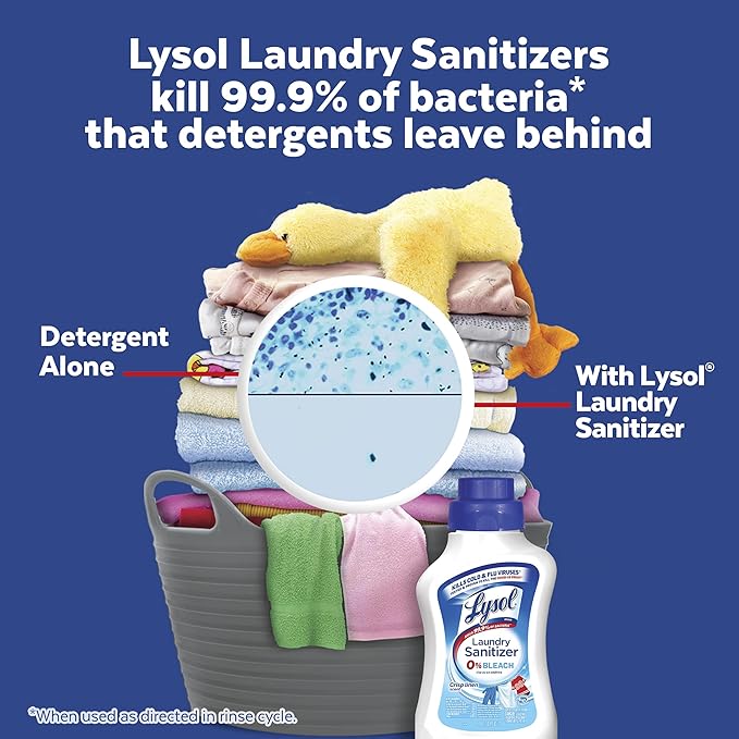 Lysol Disinfectant Laundry Sanitizer & Scent Booster, Detergent Additive, Color Safe Bleach Alternative, Odor Eliminator, Kills Bacteria & Viruses, Crisp Linen Scent, 41 Fl Oz Liquid (Pack of 2)