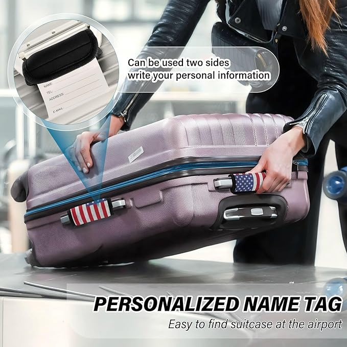 4Pcs Luggage Handle Wrap Suitcase Identifier Handle Covers Tags Soft Travel Bags Luggage Handle Gripper Accessories for Airplane Flying USA Flag