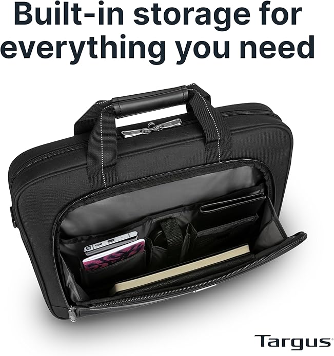 Targus Classic Slim Laptop Bag - Ergonomic Briefcase and Messenger Bag - Spacious Foam Padded for Laptops and Under