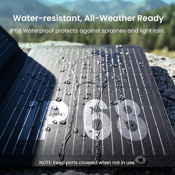 GEYOTO S45 Solar Panel 45W with USB-A and 25W USB-C Ports,25% High Efficiency Folding Solar Panel,Portable Solar Charger Compatible with Phones,Power Bank,IP68 Waterproof Solar Charger for Backpacking