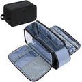ZEEMO Travel Toiletry Bag for Men, Large Water-Resistant Double-Sided Full-Open Dopp Kit, Versatile Organizer for Shower and Hygiene Accessories, Bathroom Essentials, Cosmetics, Black and Blue