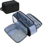 ZEEMO Travel Toiletry Bag for Men, Large Water-Resistant Double-Sided Full-Open Dopp Kit, Versatile Organizer for Shower and Hygiene Accessories, Bathroom Essentials, Cosmetics, Black and Blue