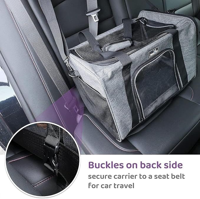 Wakytu Dog Carriers for Small Dogs, Cat Carrier Travel, Expandable, Collapsible, 900D High Density Oxford Cloth, Wear-Resisting, Anti Tearing, Reflective Tape,Safety Lock Zipper