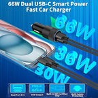 [Apple MFi Certified] iPhone 17 Car Charger Fast Charging, Braveridge 2Pack 75W USB-C PD&QC Power Cigarette Lighter + Type-C Braided Cable for iPhone 17/17 Air/17 Pro/17 Pro Max/16 Pro/15/Galaxy/Pixel