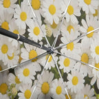 senya White Daisy Compact Travel Umbrella Sun and Rain Windproof Auto Open Close Folding Umbrella