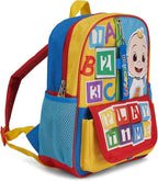 AI ACCESSORY INNOVATIONS Cocomelon JJ's Playtime Interactive Mini Backpack for Boys and Girls, Pre school Schoolbag with Padded Back and Adjustable Straps, Versatile 12 inch