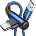 AINOPE Type C Cable [2-Pack, 6.6ft] 3.1A C Charger Cable Fast Charging Right Angle, Durable Nylon Braided USB C Cable Compatible with Galaxy S10 S9 S8 Plus S21, Note 10 9 8, LG (Blue)