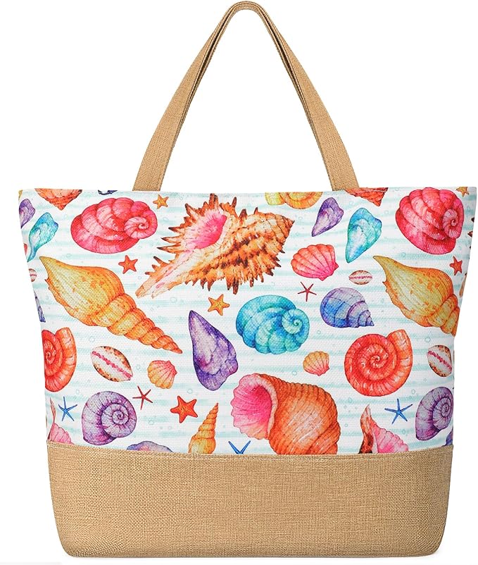Trifabricy Beach Bag for Women, Large Beach Tote Bags with Zipper, Woven Straw Tote Waterproof, Swim Gym Shopping Travel Bag