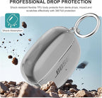 Aircawin for Bose Ultra Open Earbuds Case Clear 2024,Full Protective Shockproof Soft Transparent TPU Cover for Bose Open Ear Wireless Earbud Headphone Accessories with Carabiner and Cleaning Pen-Black
