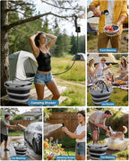 Portable Shower with 20L Foldable Bucket: Integrated Bucket + Shower Head,13000mAh Rechargeable Camping Shower with LED Display, Fruit Wash Mode, IPX8 Waterproof & 5-Speed,Portable for Travel,Pet Bath