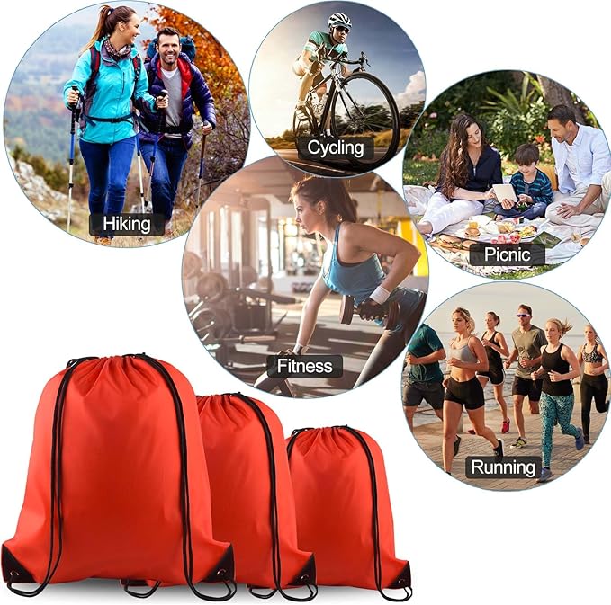 PLULON 15 Pcs Red Drawstring Bags Drawstring Backpack Bulk, String Backpack Cinch Sack Sport Gym Bags for Yoga Traveling Outdoor Sports
