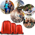 PLULON 15 Pcs Red Drawstring Bags Drawstring Backpack Bulk, String Backpack Cinch Sack Sport Gym Bags for Yoga Traveling Outdoor Sports