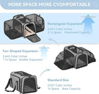 Petsfit 17" x 11" x 11" Airline-Approved Expandable Pet Carrier, 2X Square Expansion Reduces Pet Anxiety, Escape-Proof Self-Locking Zippers, 5 Easy-Access Entrances, for Cats & Small Dogs up to 15 lbs