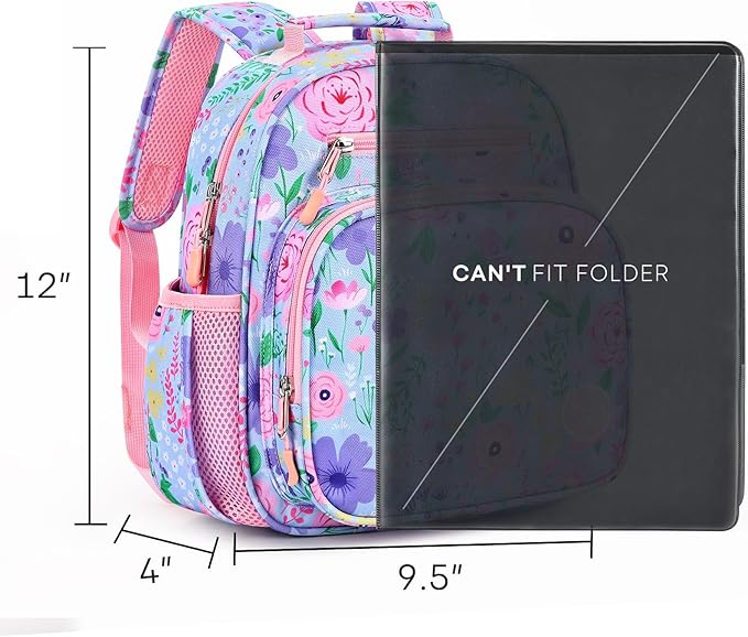mibasies Toddler Backpack for Girls 2-4: Preschool Kindergarten Backpack - Cute Kids Backpacks for Girls - Flower Light Blue