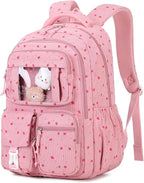 PIG PIG GIRL Corduroy Backpack Kids Backpack for Girls School Bags for Middle School Students Book Bag for Elementary Primary Kawaii Ita Backpack, Pink Strawberry