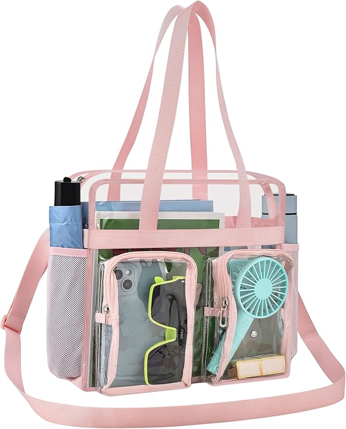 XCU Clear Bag for Stadium Events 12x6x12 Large Clear Tote Bag Transparent Lunch Bag Adjustable Straps for Concert Sports Work