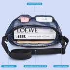 Mildbeer Gym Tote Bag, Mesh Bag Crossbody Satchel 12x6x12 for Gym Beach Ball Games Training Camping Hiking Clothes Storage