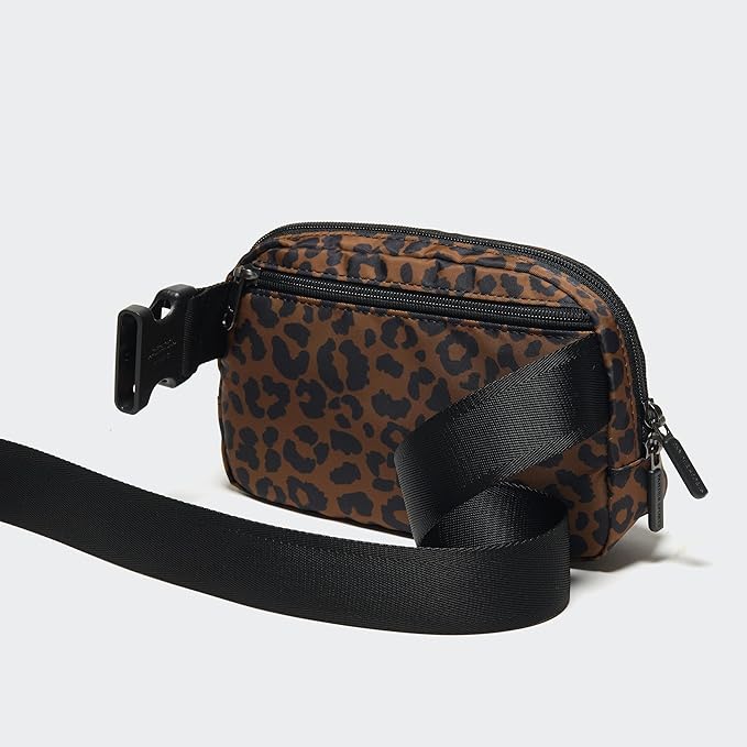 Pander Two Way Zipper Fanny Pack Nylon Everywhere Belt Bag for Women, Water Repellent Waist Packs, Crossbody Bags with Adjustable Strap (Midnight Leopard)