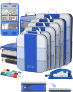 10 Set Compression Packing Cubes for Travel Essentials,Compressible Expandable Packing Cubes for Suitcase,OlarHike Luggage Organizer Bags for Travel,Handy Helper for Organizing Clothes(Klein Blue)