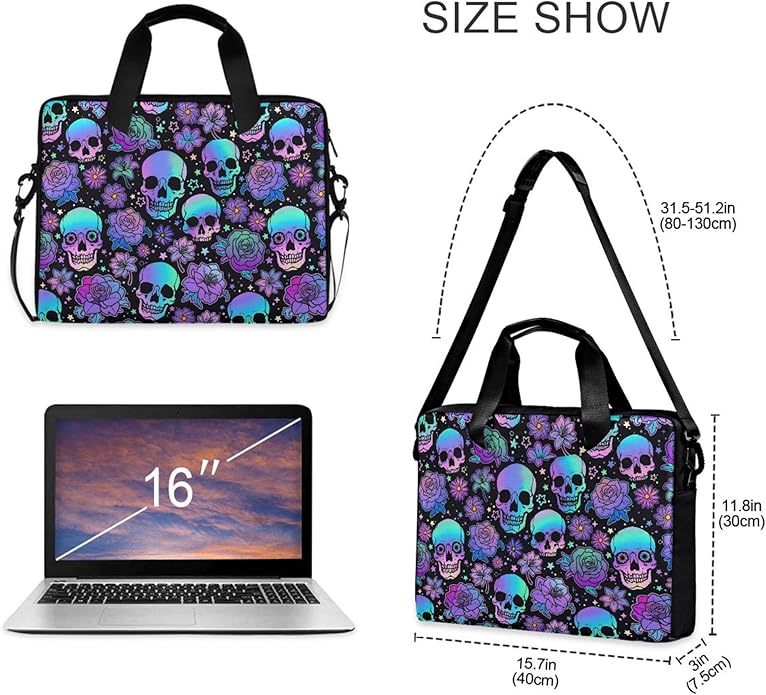 MNSRUU Laptop Bag for 15.6 inch Black Gothic Bats
