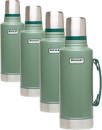 Stanley Heritage Classic Vacuum Bottle with Handle 2.0 qt | Wide Mouth with Leakproof Cup Lid | Keep Drinks Hot Cold for Travel-| Insulated Stainless Steel -| BPA-Free-| Hammertone Green,(Pack of 4)