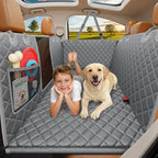 URPOWER Backseat Extender for Dogs - Hard Bottom Dog Car Seat Cover for Back Seat, Dog Hammock for Car and SUV, Pet Rear Seat Protector Dogs Travel Bed with Mesh Window & Side Flaps