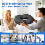 Donut Pillow for Tailbone Pain, Hemorrhoids - Cooling Gel Memory Foam Chair Seat Cushion for Office, Home & Wheelchair, Ergonomic Chair Pad for Pregnancy, Sciatica, Coccyx (XXL, Grey)