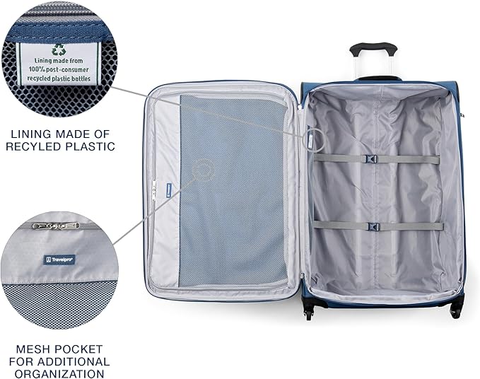 Travelpro Maxlite 5 Softside Expandable Luggage with 4 Spinner Wheels, Lightweight Suitcase, Men and Women, Ensign Blue, Checked-Large 29-Inch
